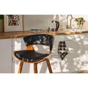 Tabouret de bar noir et bois foncé h65 cm syrah