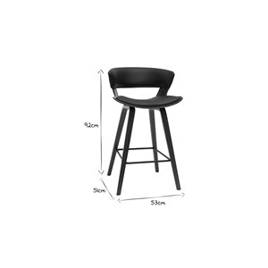 Tabouret de bar noir et bois foncé h65 cm syrah