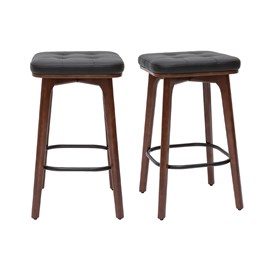 Tabourets de bar  noirs et bois foncé 65 cm (lot de 2) gramma