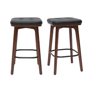 Tabourets de bar  noirs et bois foncé 65 cm (lot de 2) gramma