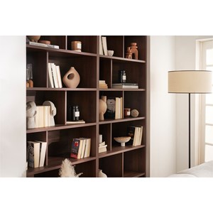 Bibliothèque finition bois foncé noyer l92 cm epure