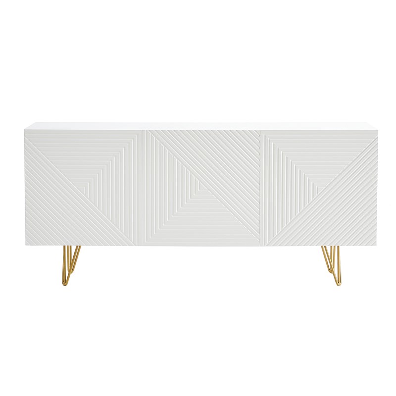 Buffet blanc et métal doré 3 portes l160 cm ozen