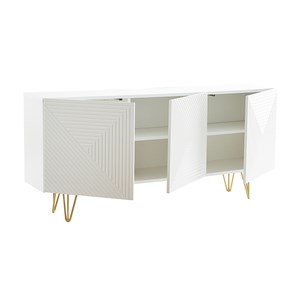 Buffet blanc et métal doré 3 portes l160 cm ozen
