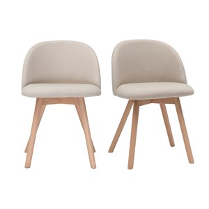 Chaises en tissu naturel et bois clair massif (lot de 2) celeste