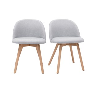 Chaises en tissu gris clair et bois clair massif (lot de 2) celeste
