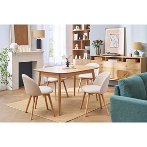 Chaises en tissu gris clair et bois clair massif (lot de 2) celeste