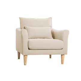 Fauteuil en tissu beige et bois clair kate