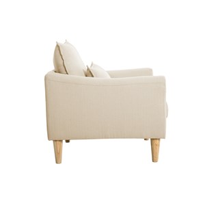 Fauteuil en tissu beige et bois clair kate