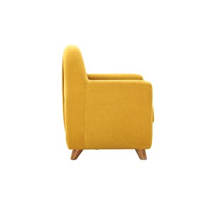 Fauteuil enfant en tissu effet velours jaune moutarde et bois clair norkid