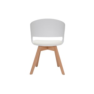 Chaise blanche et bois clair massif prisma