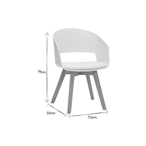 Chaise blanche et bois clair massif prisma
