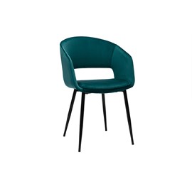 Chaise en tissu velours bleu pétrole et métal noir prisma
