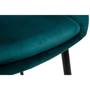Chaise en tissu velours bleu pétrole et métal noir prisma