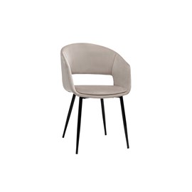 Chaise en tissu velours taupe et métal noir prisma