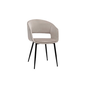 Chaise en tissu velours taupe et métal noir prisma