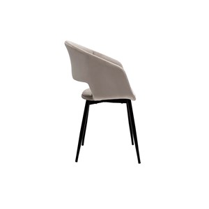 Chaise en tissu velours taupe et métal noir prisma