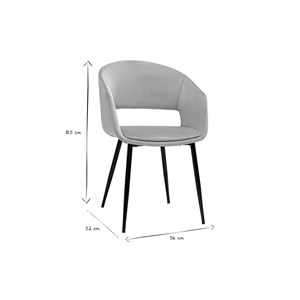 Chaise en tissu velours taupe et métal noir prisma