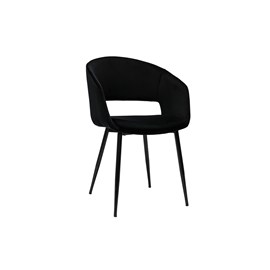 Chaise noire en tissu velours et métal prisma