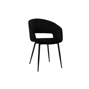 Chaise noire en tissu velours et métal prisma