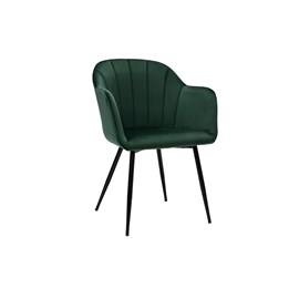 Chaise en tissu velours vert foncé et métal noir milly