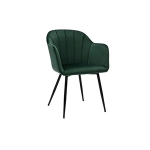 Chaise en tissu velours vert foncé et métal noir milly