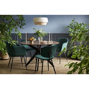 Chaise en tissu velours vert foncé et métal noir milly