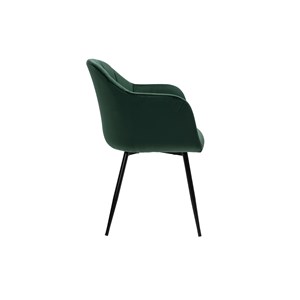 Chaise en tissu velours vert foncé et métal noir milly