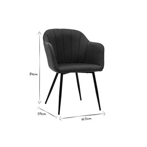 Chaise en tissu velours vert foncé et métal noir milly