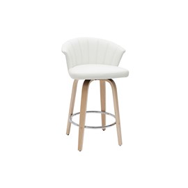 Tabouret de bar pivotant blanc et bois clair h65cm albin