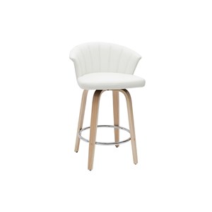 Tabouret de bar pivotant blanc et bois clair h65cm albin