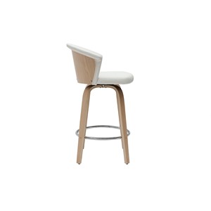 Tabouret de bar pivotant blanc et bois clair h65cm albin