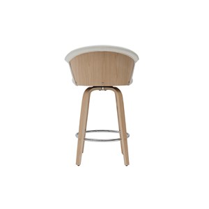 Tabouret de bar pivotant blanc et bois clair h65cm albin