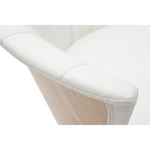 Tabouret de bar pivotant blanc et bois clair h65cm albin