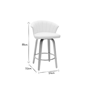 Tabouret de bar pivotant blanc et bois clair h65cm albin