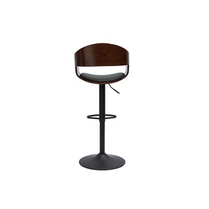 Tabouret de bar réglable noir et bois foncé eustache