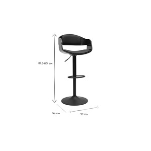 Tabouret de bar réglable noir et bois foncé eustache