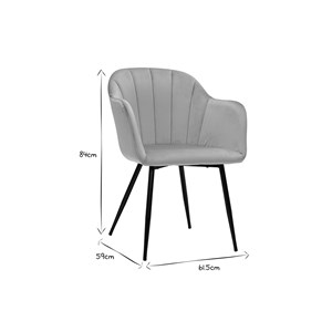 Chaise en tissu velours taupe et métal noir milly