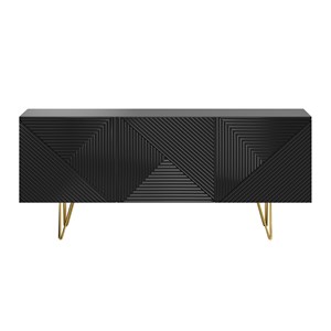 Buffet gravé noir et métal doré 3 portes l160 cm ozen
