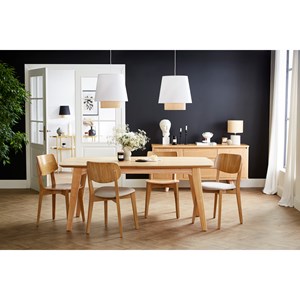 Chaises  en bois clair chêne et tissu beige (lot de 2) lucia