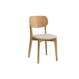 Chaises  en bois clair chêne et tissu beige (lot de 2) lucia