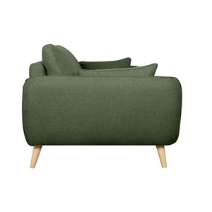 Canapé 3 places en tissu vert kaki et bois clair creep