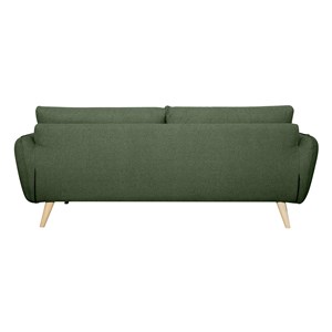 Canapé 3 places en tissu vert kaki et bois clair creep