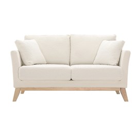 Canapé déhoussable 2 places en tissu effet laine bouclée blanc cassé oslo