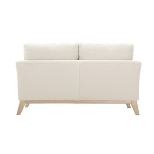 Canapé déhoussable 2 places en tissu effet laine bouclée blanc cassé oslo