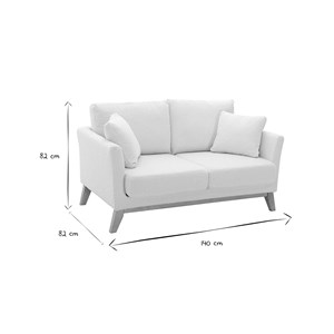 Canapé déhoussable 2 places en tissu effet laine bouclée blanc cassé oslo