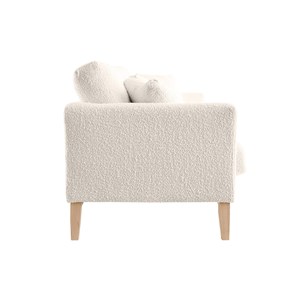 Canapé déhoussable 3 places en tissu effet laine bouclée blanc cassé oslo
