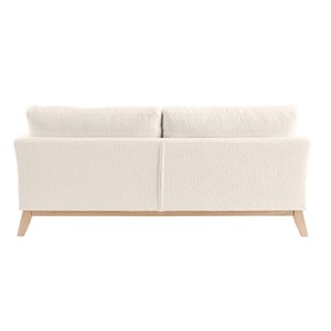 Canapé déhoussable 3 places en tissu effet laine bouclée blanc cassé oslo