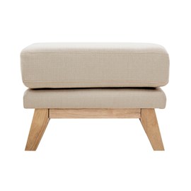 Pouf repose-pieds déhoussable en tissu beige et bois clair oslo