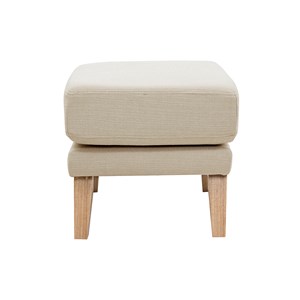 Pouf repose-pieds déhoussable en tissu beige et bois clair oslo