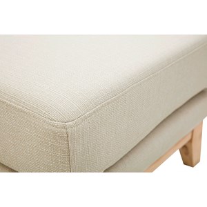 Pouf repose-pieds déhoussable en tissu beige et bois clair oslo